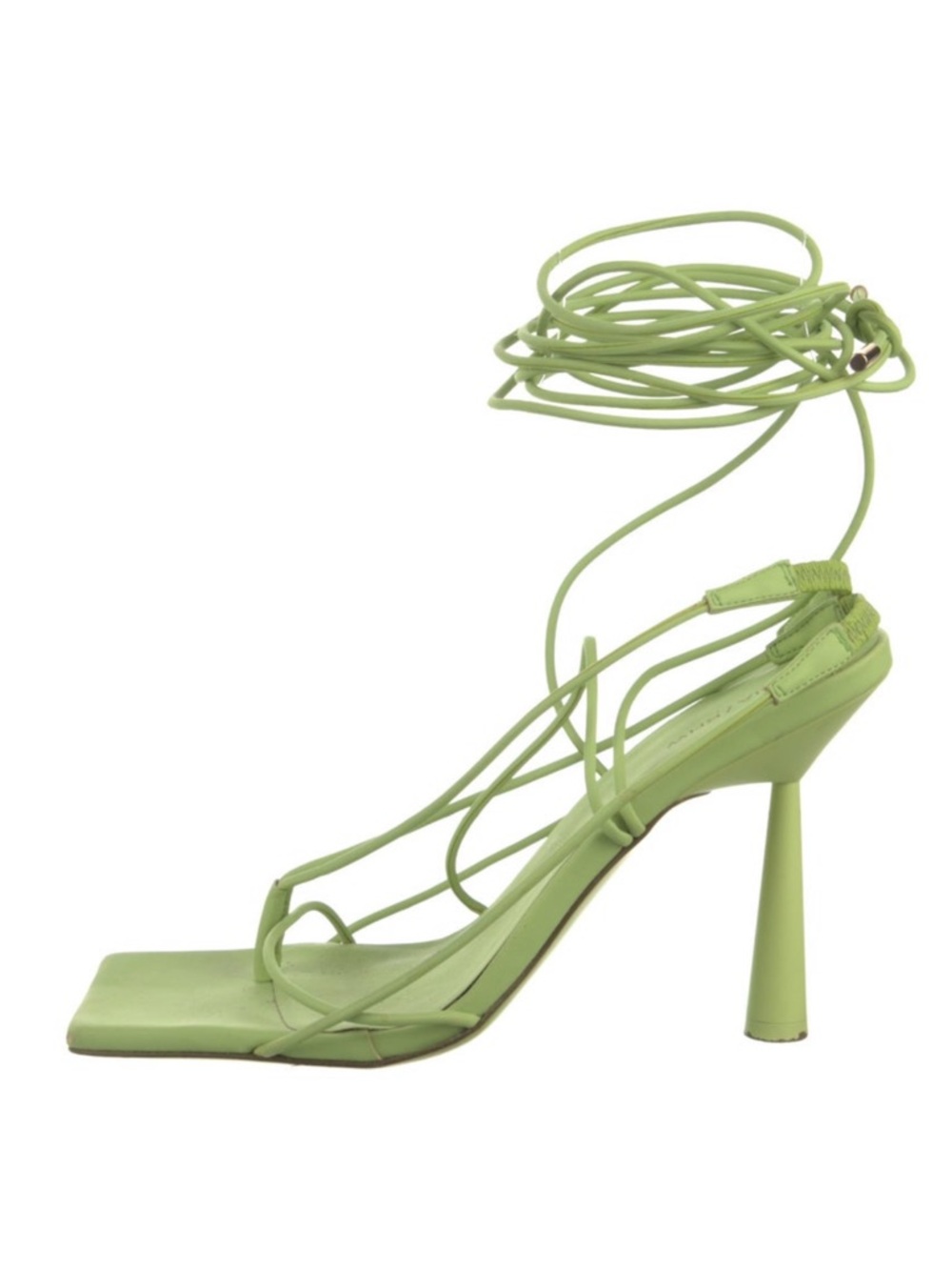 Gia Borghini x Rosie Huntington Whiteley Lime Green Lace-Up Stiletto Sandal